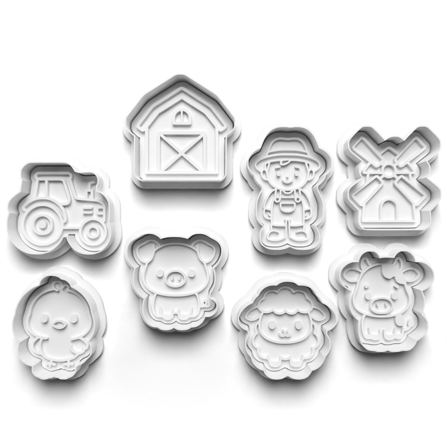 Farm set cookie cutter + stamp 1013