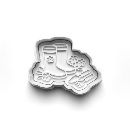 Gardening/flowers Theme - stamp and matching cutter 1074