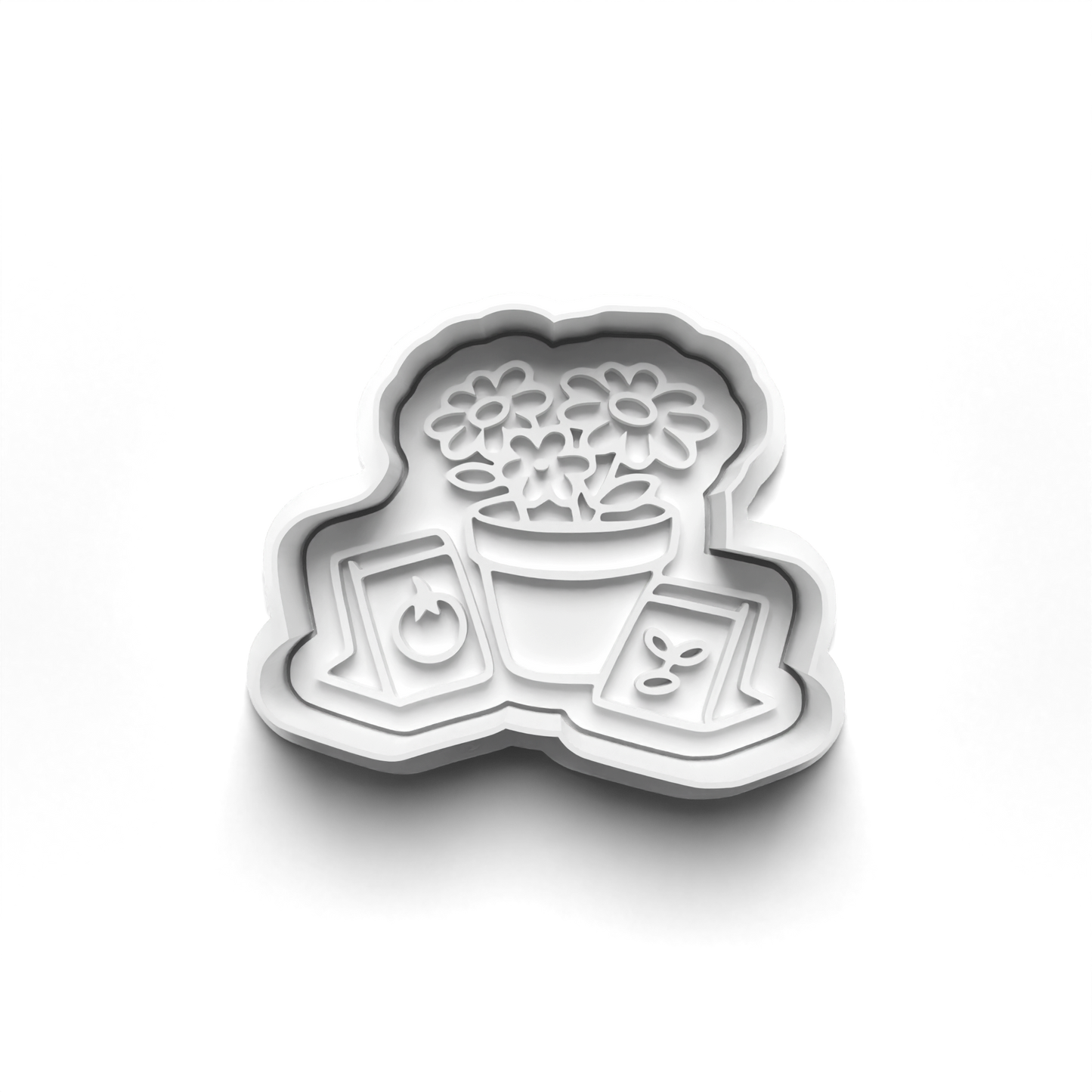 Gardening/flowers Theme - stamp and matching cutter 1074