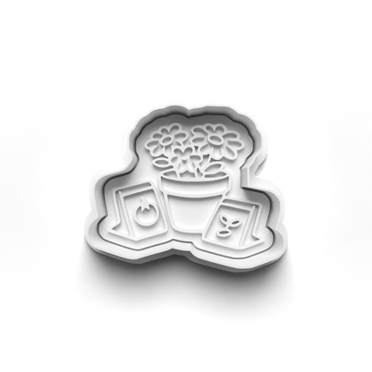 Gardening/flowers Theme - stamp and matching cutter 1074