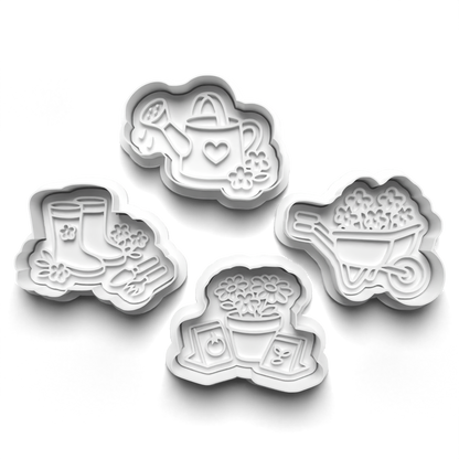 Gardening/flowers Theme - stamp and matching cutter 1074