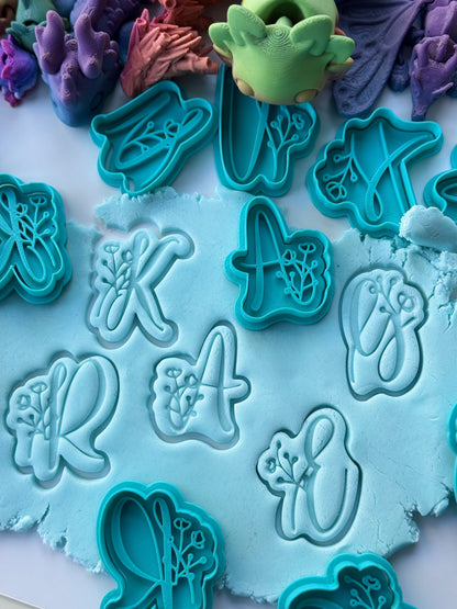 Flower Alphabet cookie cutter + stamp 0815_