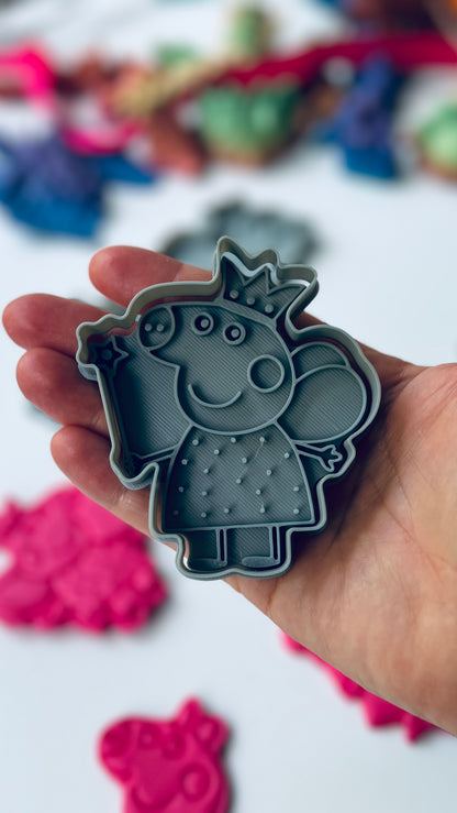 Fairy cartoon pig -(1)cookie cutter +stamp