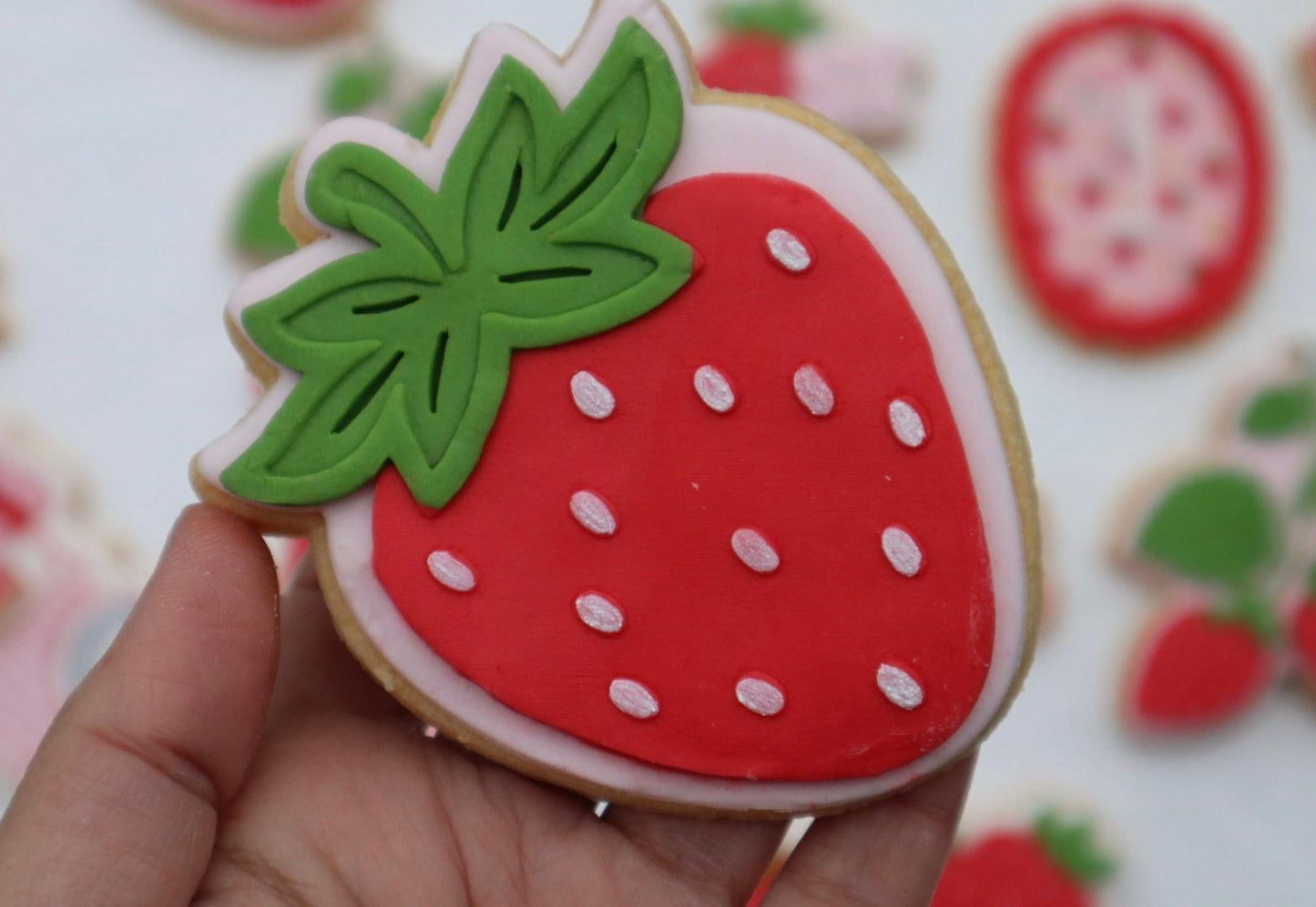 3D strawberry deboss and matching cutter
