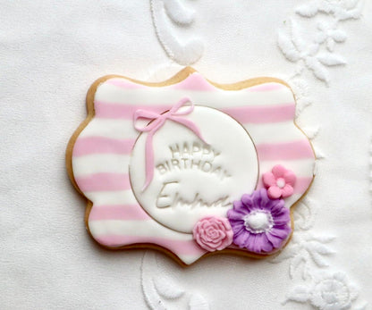 Happy Birthday curved Embossing - stamp - set of 3 - M1109