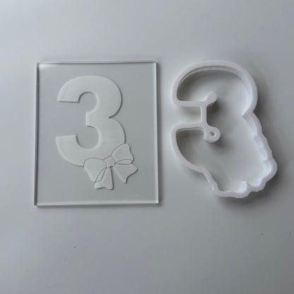 Number 3 bow - debossing and matching cutter
