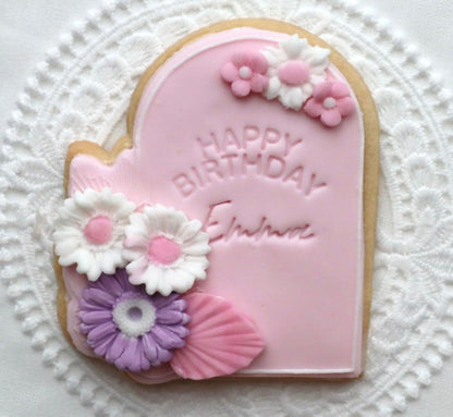 Happy Birthday curved Embossing - stamp - set of 3 - M1109