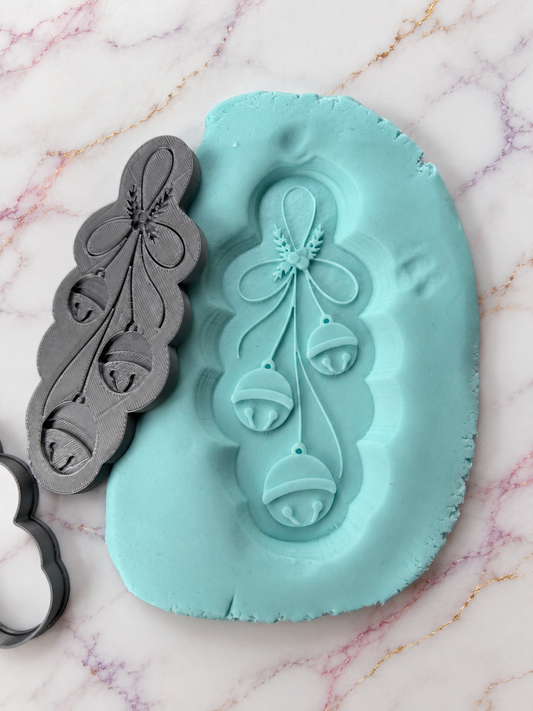 Christmas Jingle Bells Bow 3D Deboss & Matching Cookie Cutter