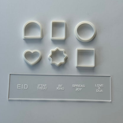 The mini cutters and Eid deboss - 6 shapes cutter and 5 word deboss