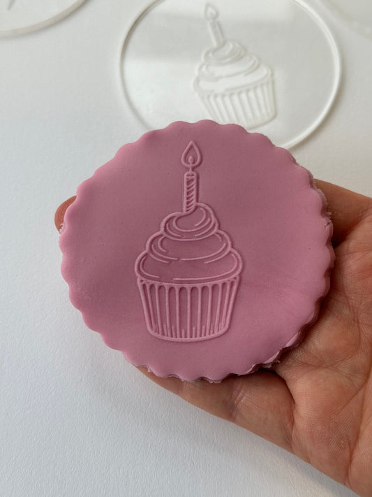 Cupcake with candle deboss