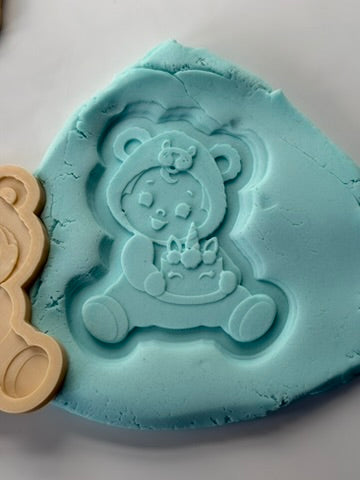 Baby Bear with Unicorn Birthday Cake 3D Deboss & Matching Cutter