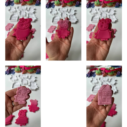 cartoon pig and family - cookie cutter + stamp