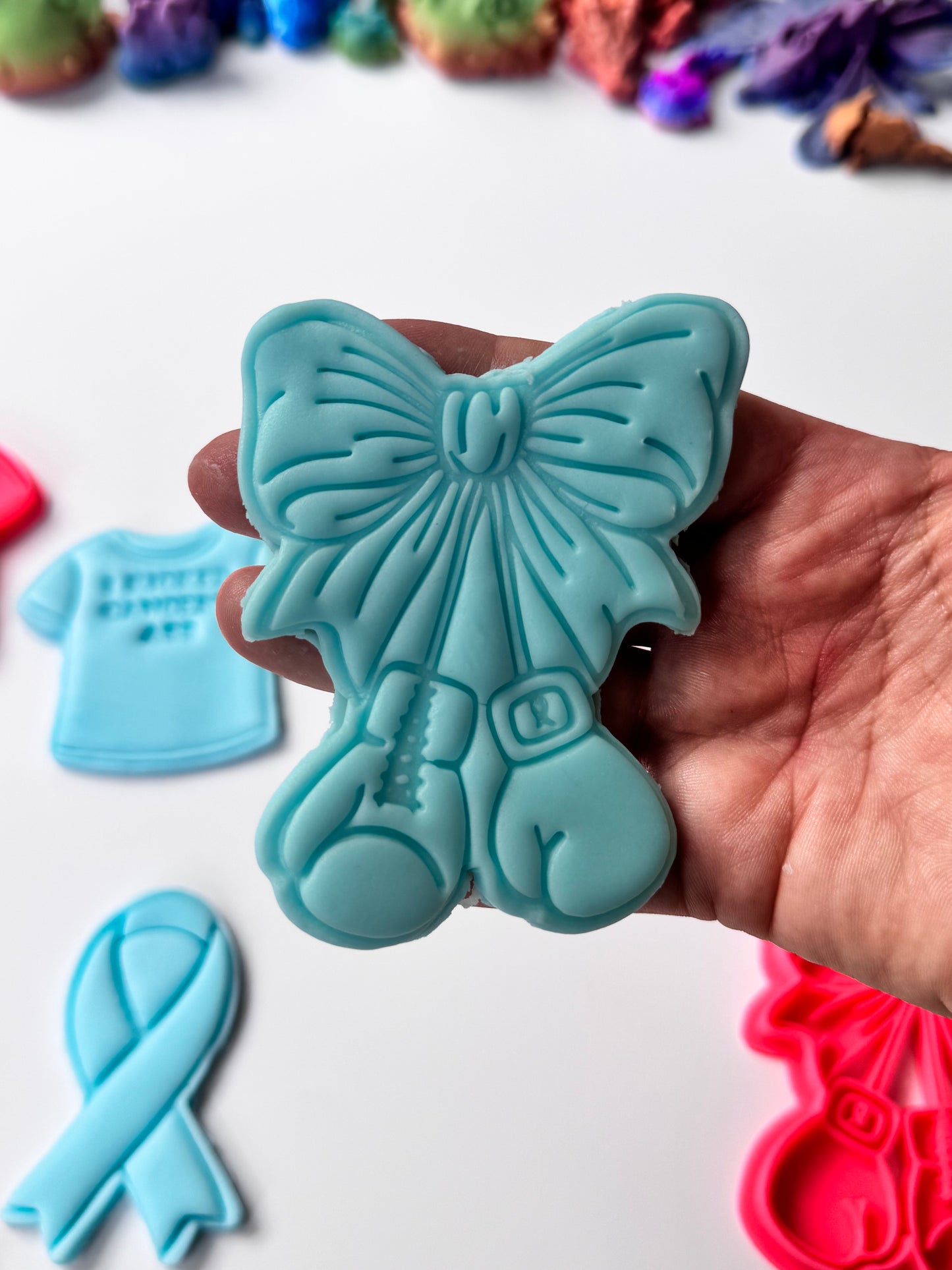 Breast cancer awareness cookie cutter and matching stamp