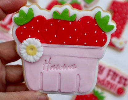 Strawberry Basket 3D deboss and matching cutter
