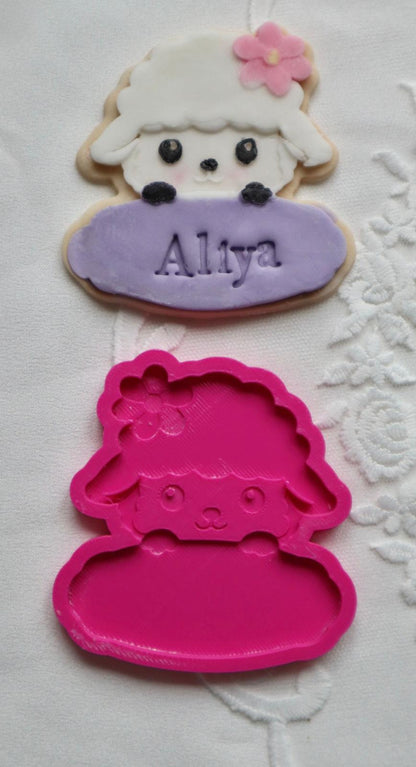Sheep Name Plaque flower - 3D deboss and matching cutter