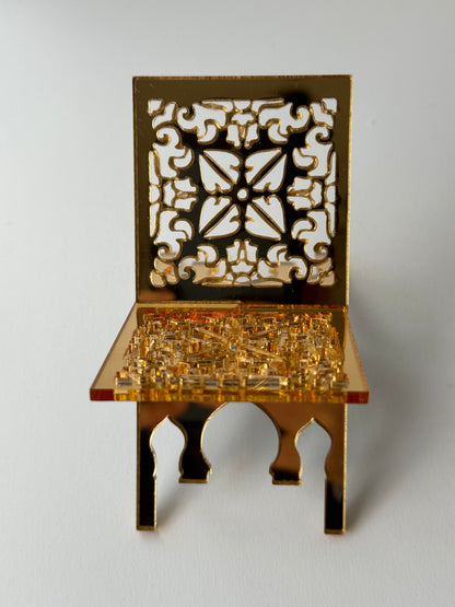 Quran Book stand Ramadan cake topper - gold mirror acrylic -