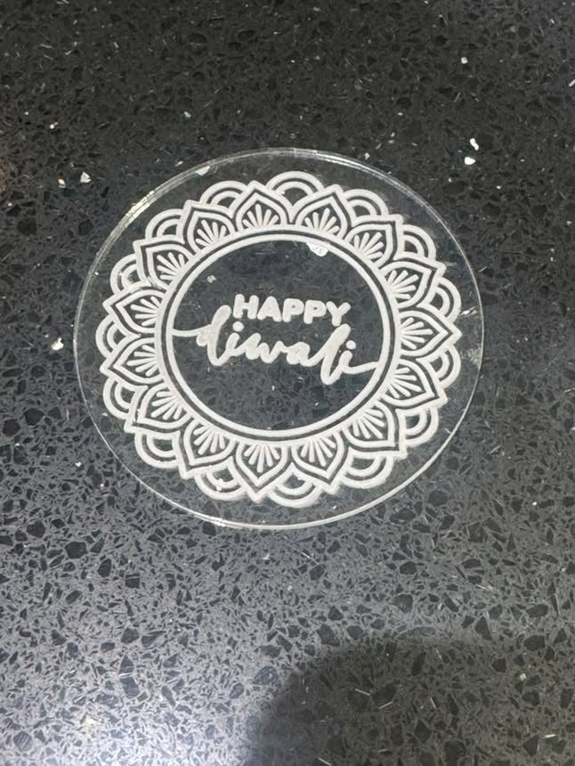 Happy Diwali Mandala Acrylic Deboss