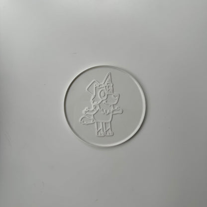 Blue dog cartoon-inspired Deboss