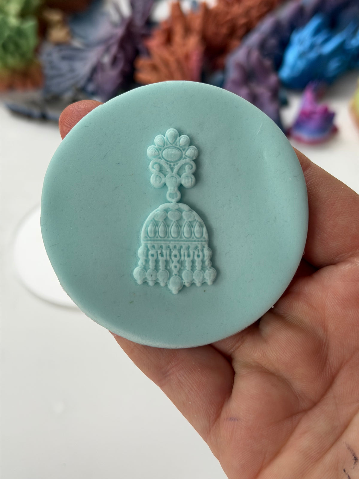 jhumka earring deboss disc for cupcake