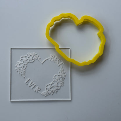 Best Ever Heart with flowers deboss and cutters - MS1013