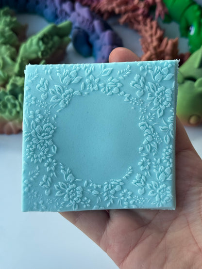 Flower pattern with space in the middle deboss texture