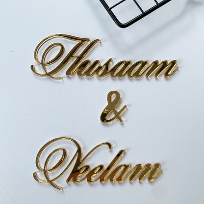 Wedding Custom Cake Charm - in gold mirror acrylic MEG cookie cutters