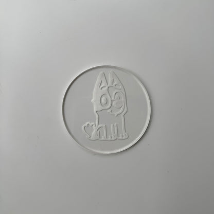 Blue dog cartoon-inspired Deboss