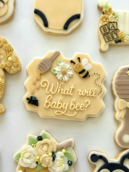 Bee theme - What will baby bee - gender - honey - 3D deboss and cutter