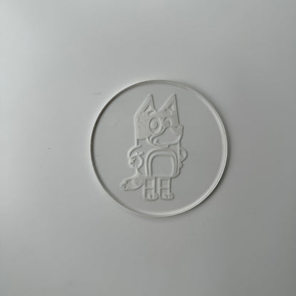 Blue dog cartoon-inspired Deboss