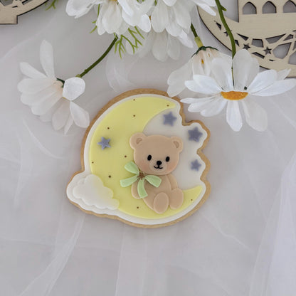 Moon Teddy Bear Baby - 3D deboss and matching cutter