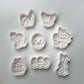 set of 8 EASTER cupcake size stamp + cutter MS1022