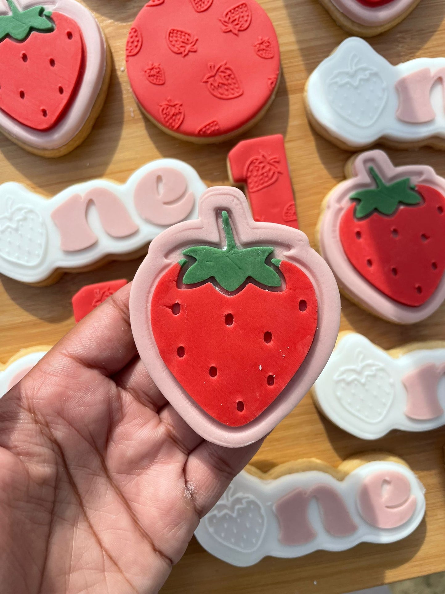 Strawberry birthday stamp and matching cutter - 0625