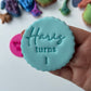 Name + turns + Age personalised stamp