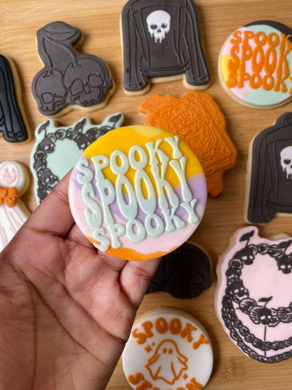 SPOOKY SPOOKY SPOOKY Deboss Halloween MEG cookie cutters