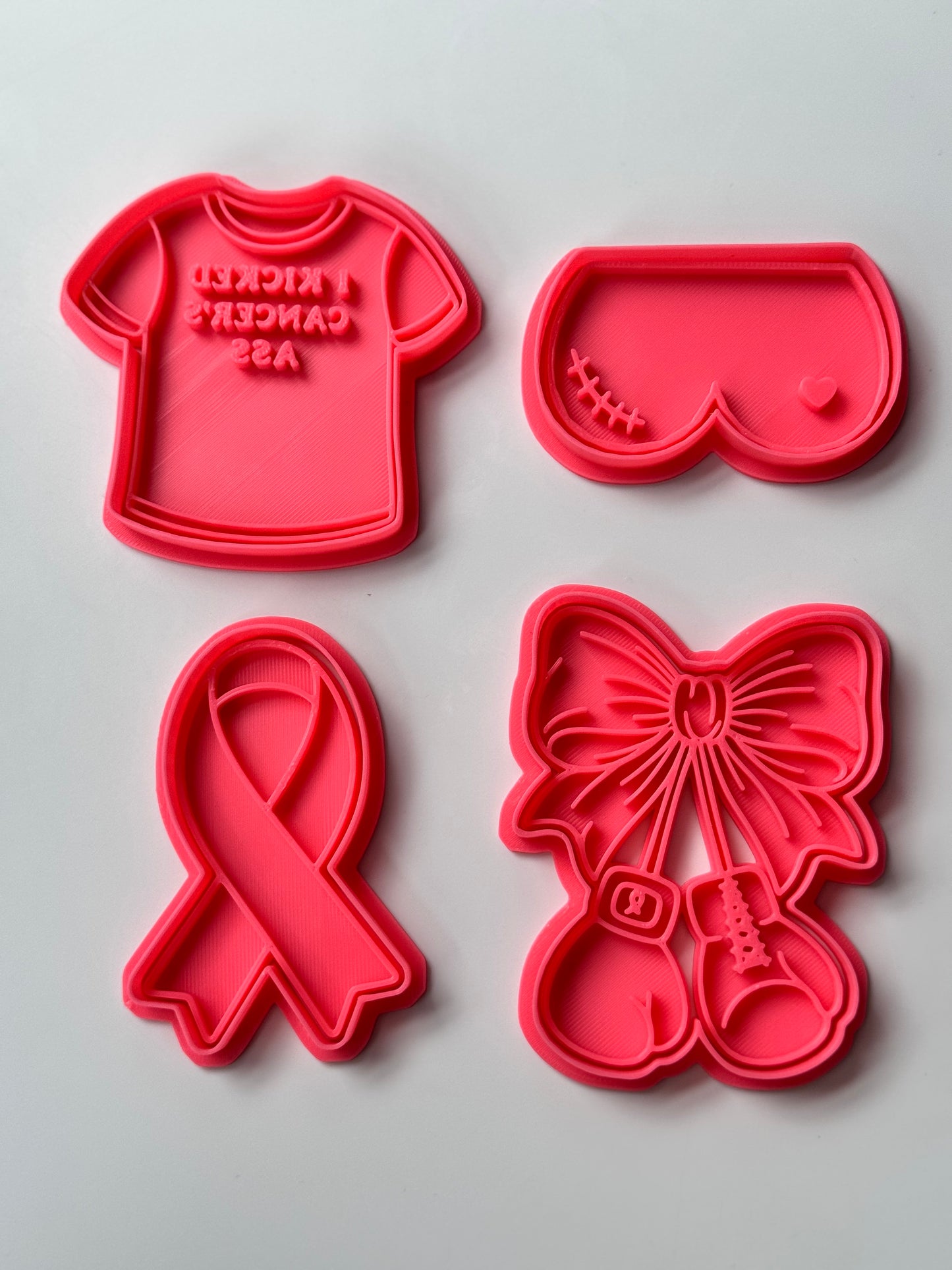 Breast cancer awareness cookie cutter and matching stamp