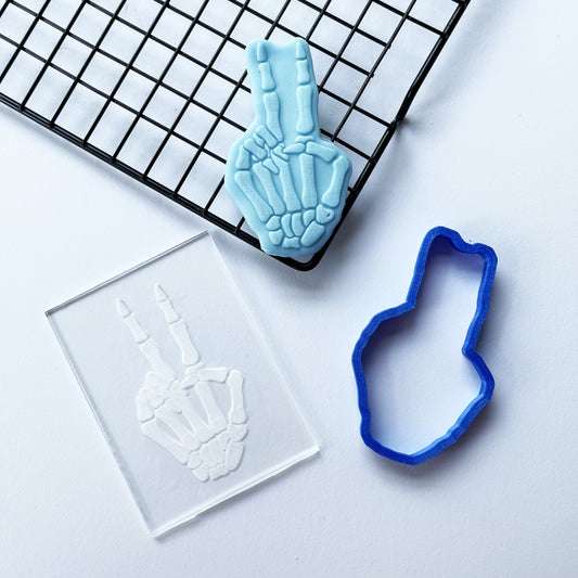 Skull hand Deboss + Cutter Halloween MEG cookie cutters