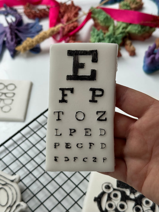 Snellen chart - eye test- Opticians - deboss and matching cutter