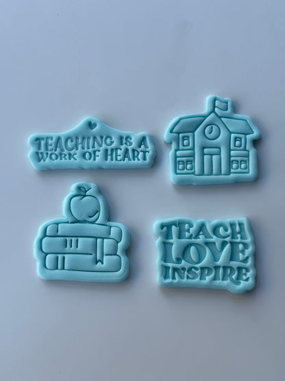 Teacher set cookie cutter and stamp 0653