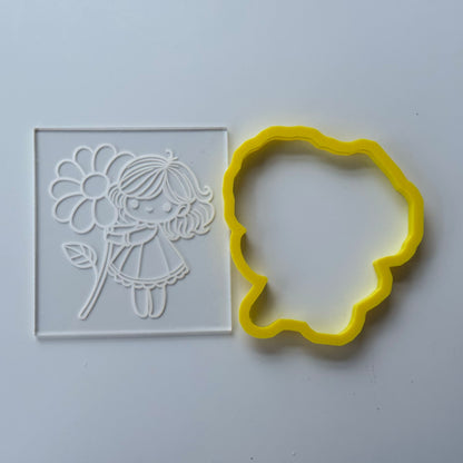 Girl with flowers deboss and cutters - MS1015
