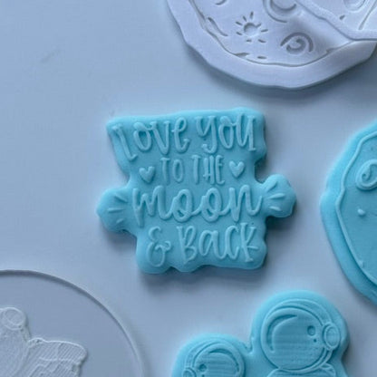 love you to the moon and back debossing +  matching cutter