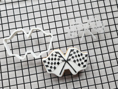Racing flag deboss + cutter MEG cookie cutters