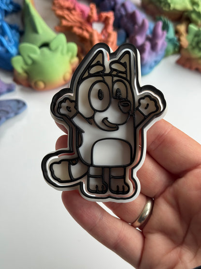 Blue cartoon-inspired Cookie Cutter + stamp