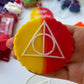 The deathly Hallows disc deboss - Harry Potter-inspired