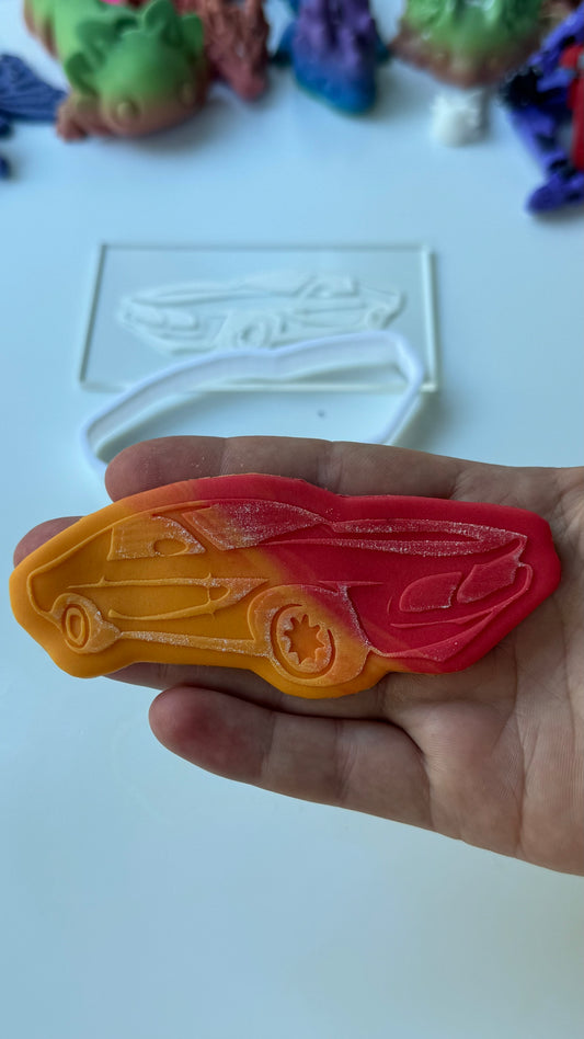 Hot wheels - racing car - deboss and matching cutter