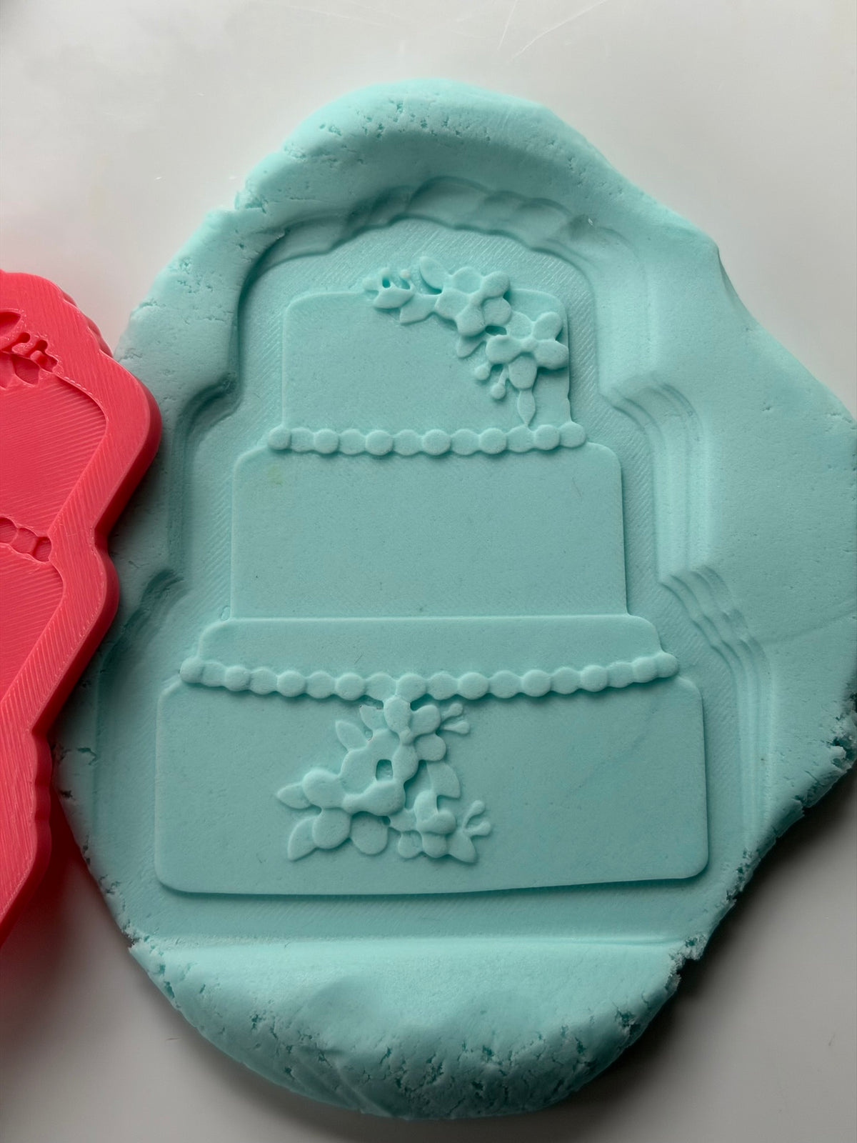 Three-Tier Floral Wedding Cake 3D Deboss & Matching Cutter