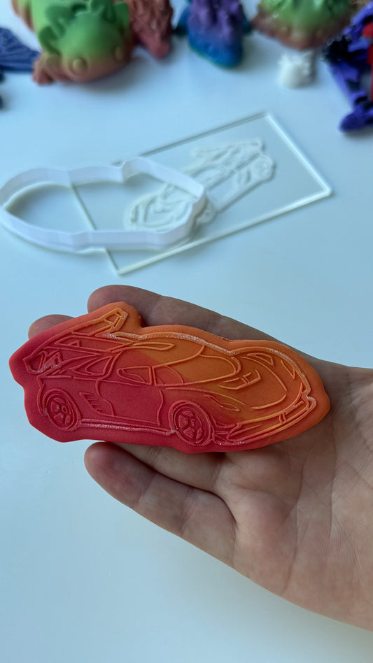 Hot wheels - racing car - deboss and matching cutter