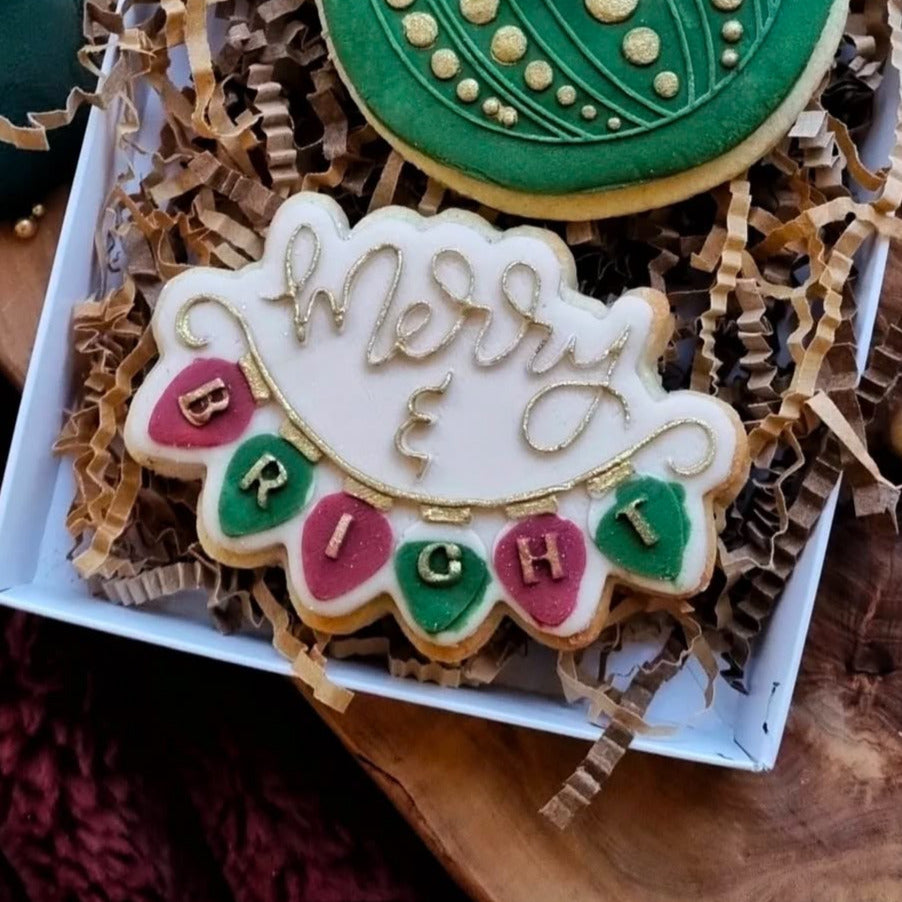 merry and bright - christmas - 3d printed deboss + matching cutter M1036