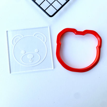 Teddy bear face Debossing + matching cutter MEG cookie cutters