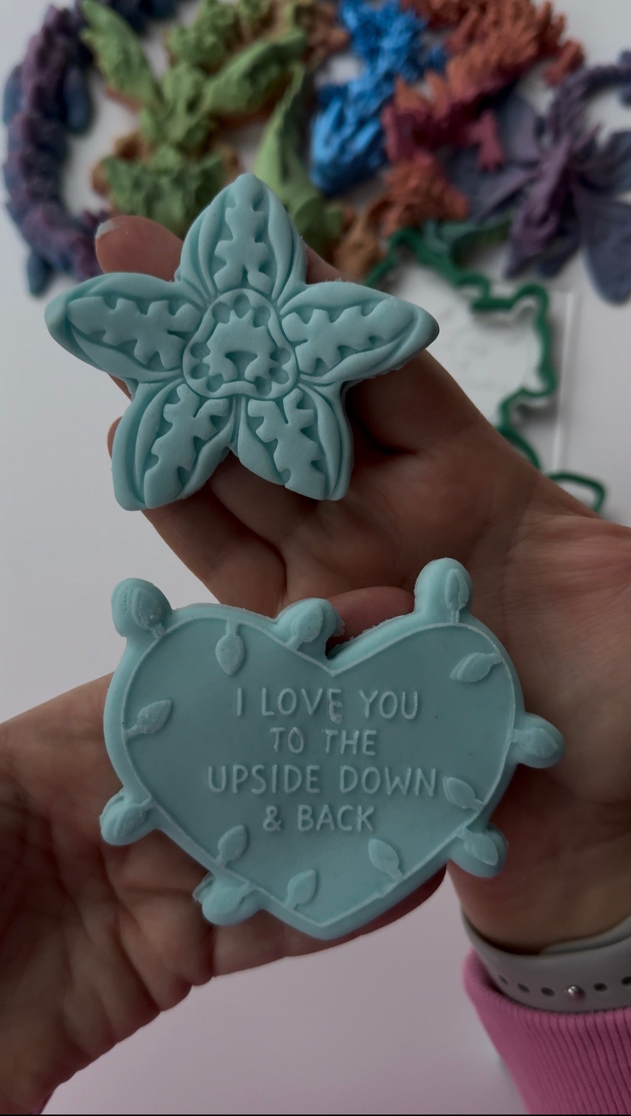 Stranger thing lights - I love you to the upside down & back - cookie cutter + deboss M1104