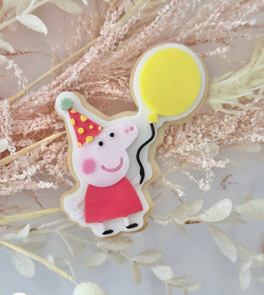 party cartoon pig 3D deboss + cutter